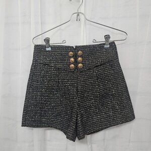 J. Inc. Shorts Tweed Black Gold Metallic Club Coquette Twee S
